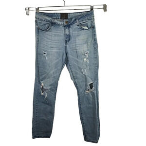 Classic Brand Ripped Skinny Jeans Denim Juniors Size 13 Light Wash FLAW
